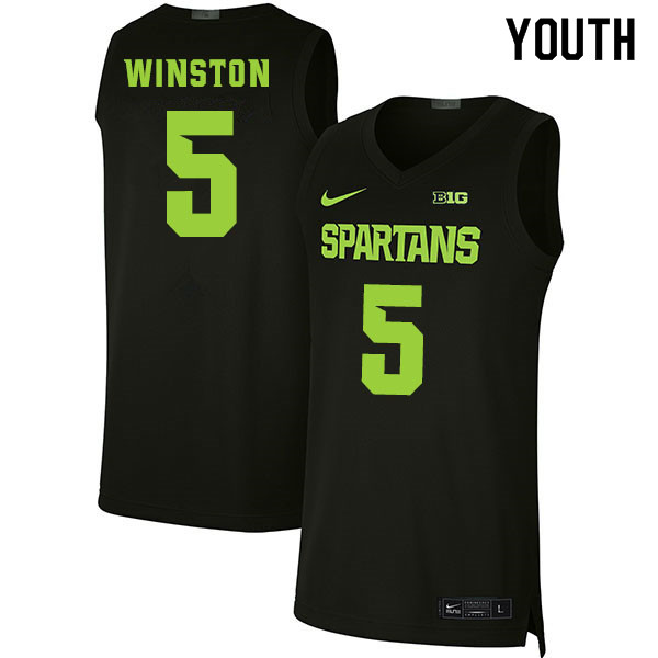 2020 Youth #5 Cassius Winston Michigan State Spartans College Basketball Jerseys Sale-Black